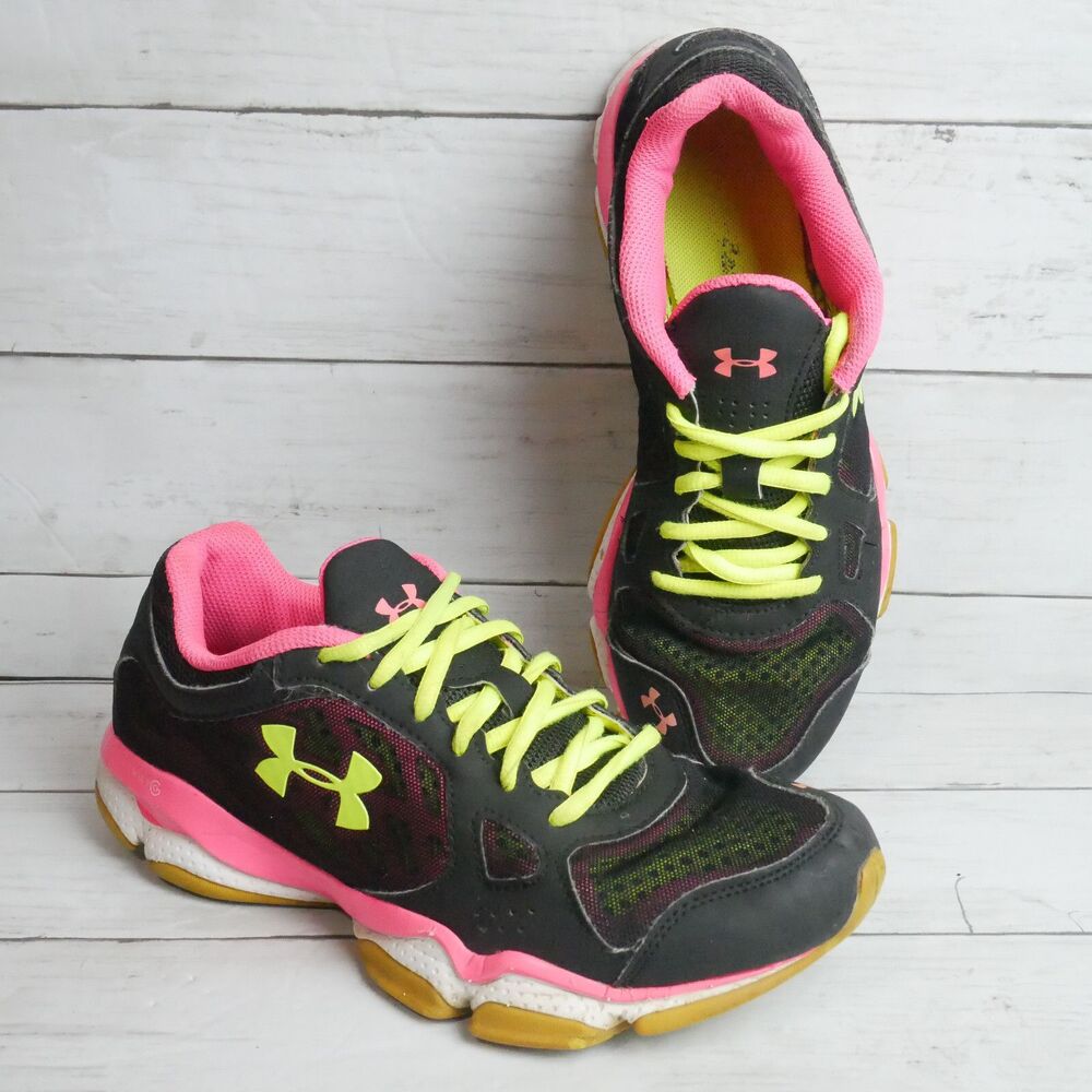 Under Armour Women’s Size 7.5 Running Shoes Black Pink Sneakers 1246735-001
